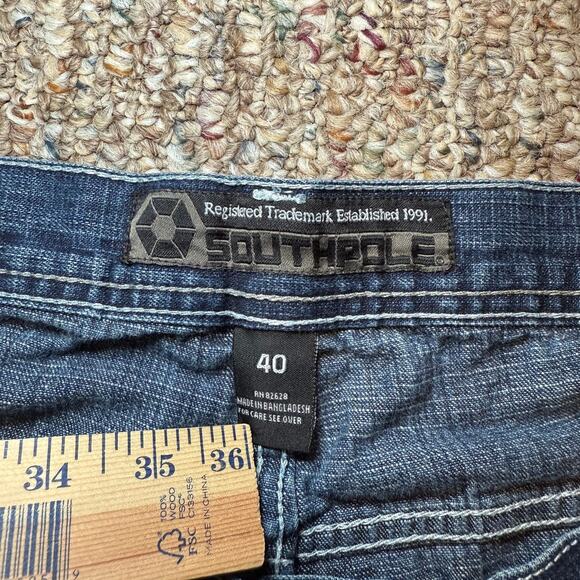 Vintage Southpole Jeans Baggy Size 40x31 Skater Y2K Faded Blue Brown Tab 4180 - Picture 4 of 7